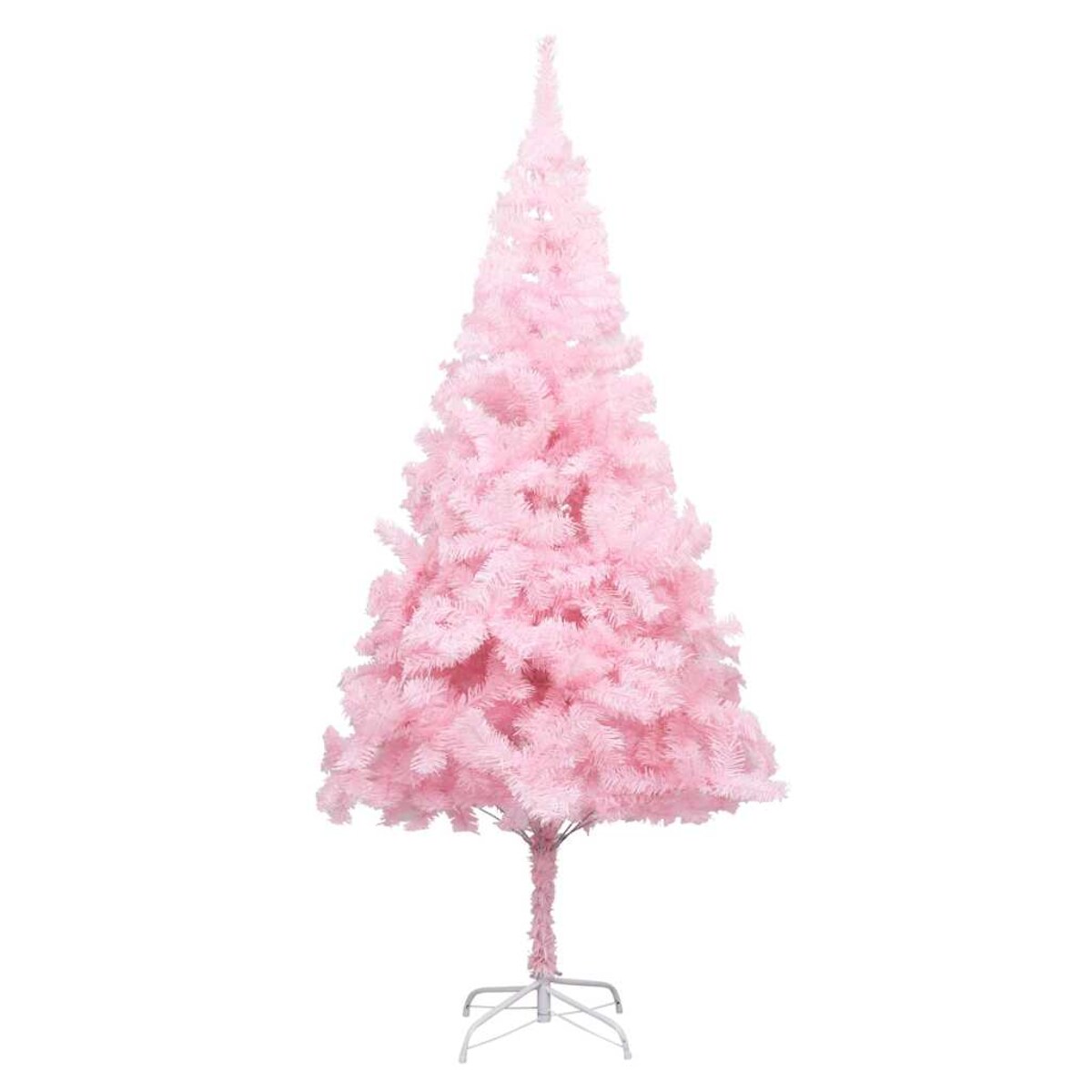 vidaXL Sztuczna choinka z lampkami i bombkami, różowa, 210 cm, PVC