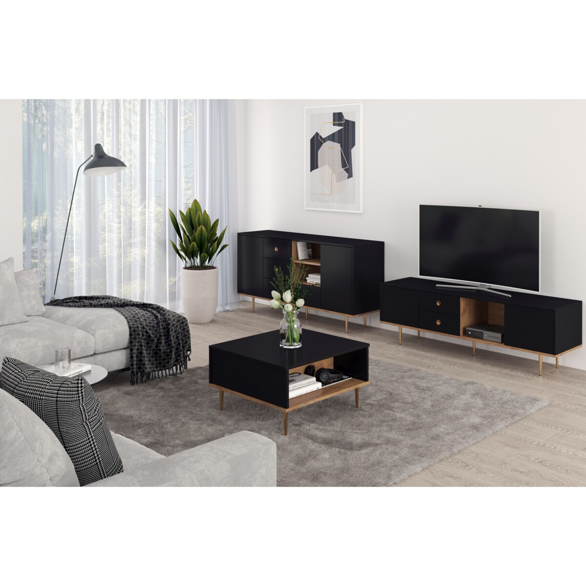 Czarna nowoczesna komoda Skandica HARMONI