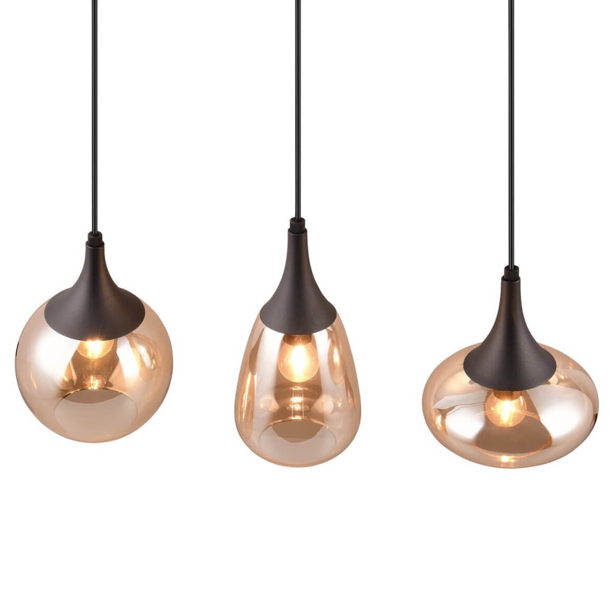 Potrójna lampa nad stół Lumina 317000313 Trio szkło czarna bursztynowa