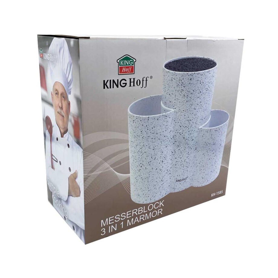 Uniwersalny blok stojak na noże do noży 3w1 biały KINGHOFF