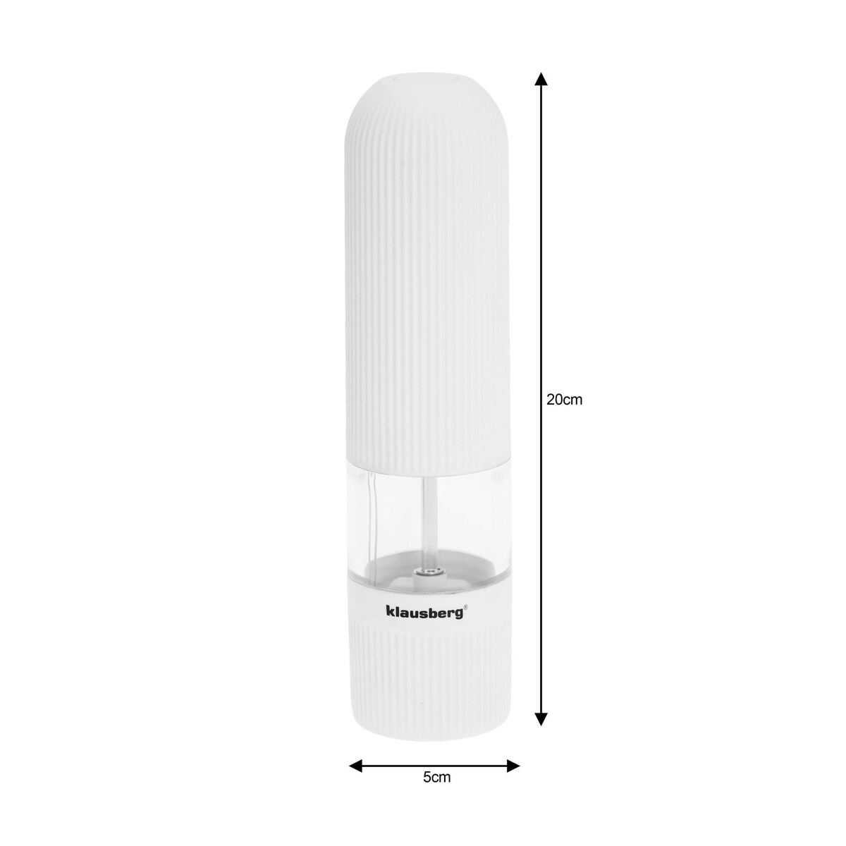 Młynek elektryczny do soli pieprzu przypraw w ziarnach LED KLAUSBERG biały