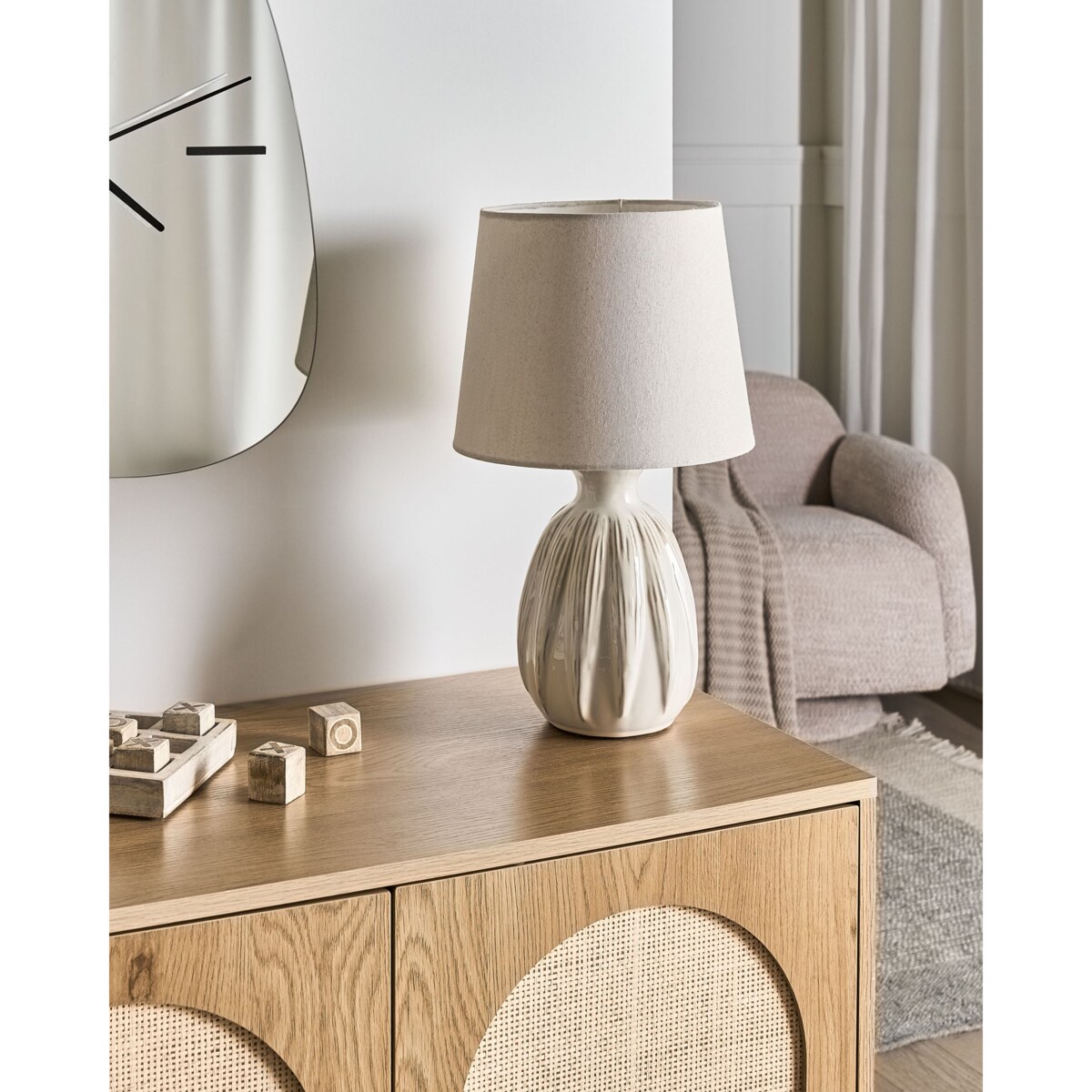 Lampa stołowa AGUAN Ceramika Jasnobeżowy