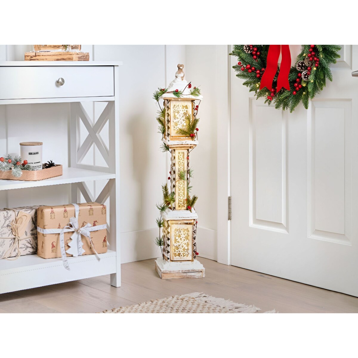 Dekoracja świąteczna LED LENTIRA Latarnia 80 cm Jasnobrązowy