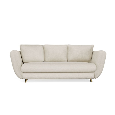 SOFA SARIS 3-OSOBOWA Z FUNKCJĄ SPANIA BEŻOWA NOGA ZŁOTA DO SALONU DO POKOJU