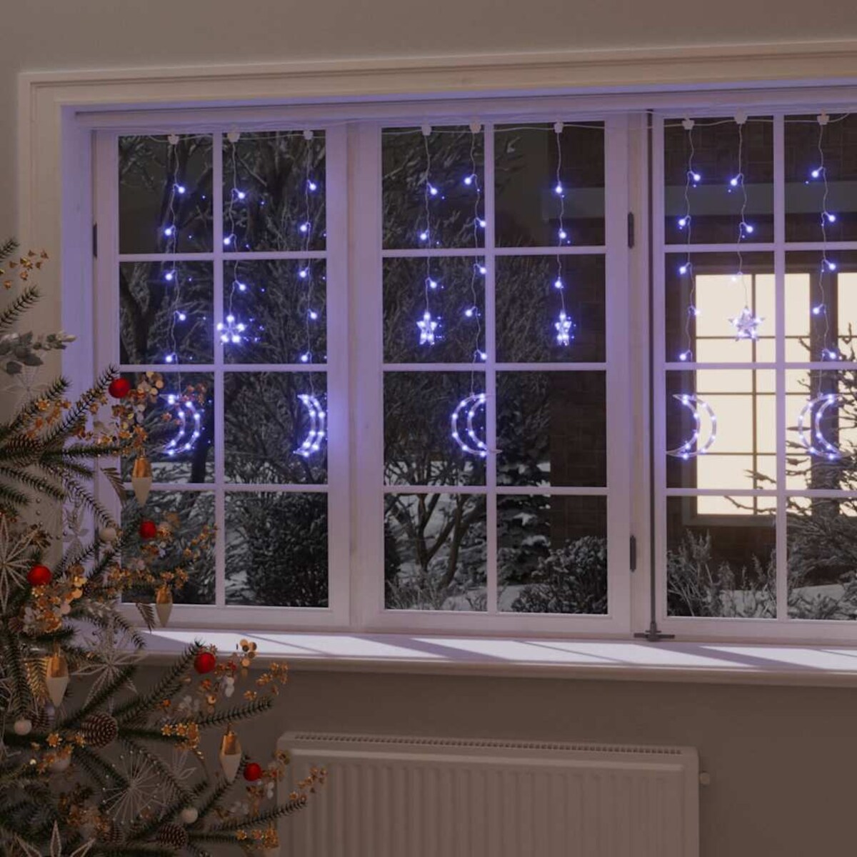 vidaXL Lampki świąteczne z gwiazdkami i księżycami, na pilota, 345 LED