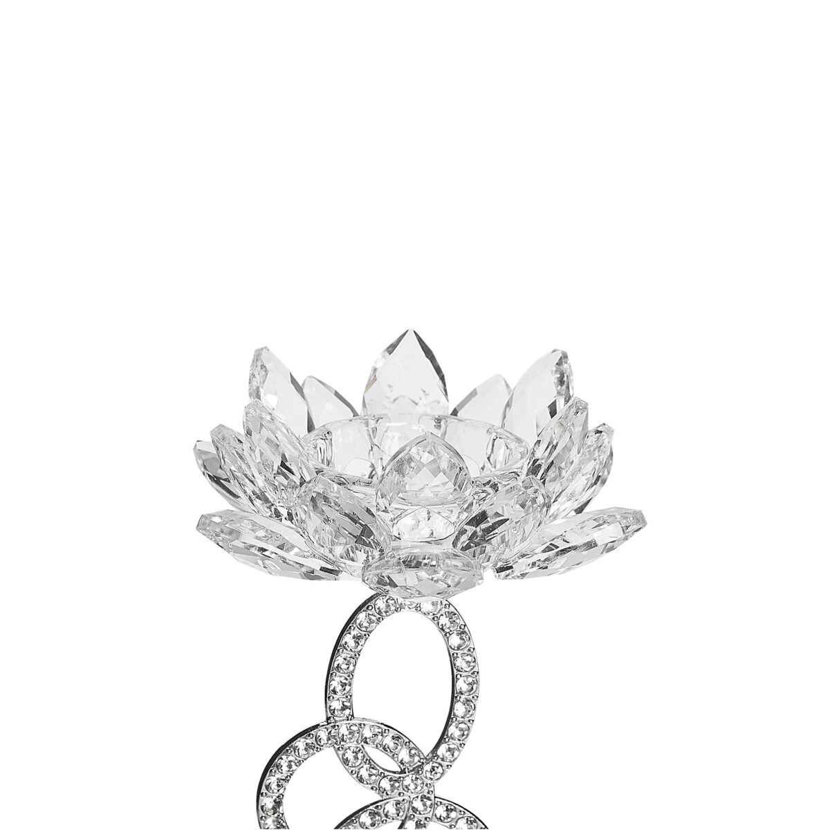 Świecznik szklany 27 cm srebrny OVIEDO