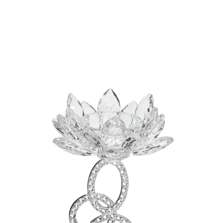 Świecznik szklany 27 cm srebrny OVIEDO