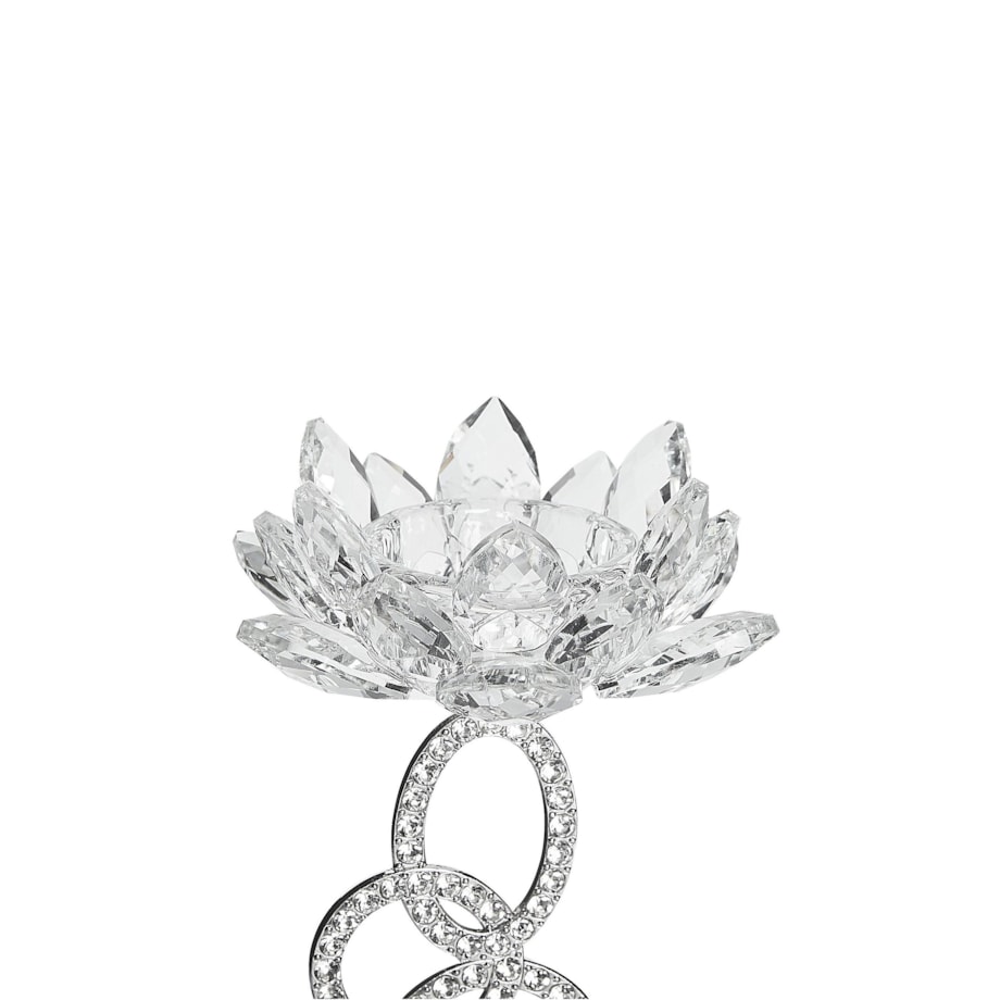 Świecznik szklany 27 cm srebrny OVIEDO