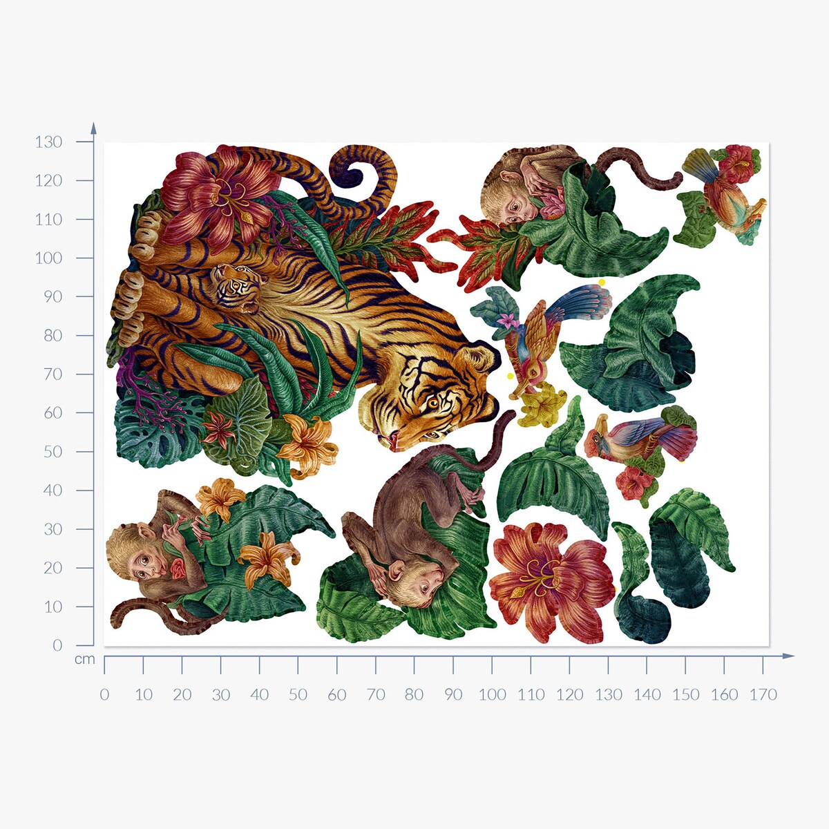 Zestaw naklejek na ścianę, Dżungla safari, 130cm