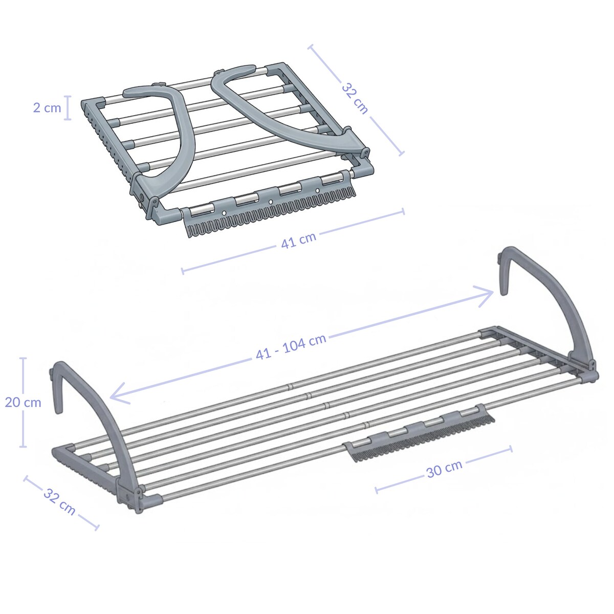 Suszarka na pranie na kaloryfer lub balkon, 41-104 cm, HENG