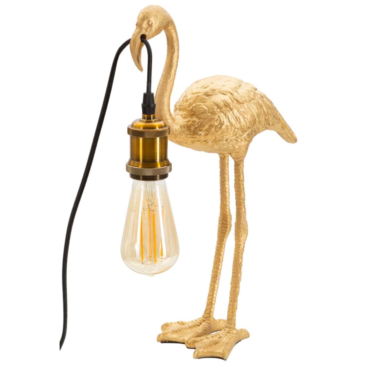 Lampa stołowa Flamingo, kolor złoty, żywica syntetyczna, 13 x 11,5 x 39,5 cm, 1 x E27, do salonu i sypialni, Mauro Ferretti