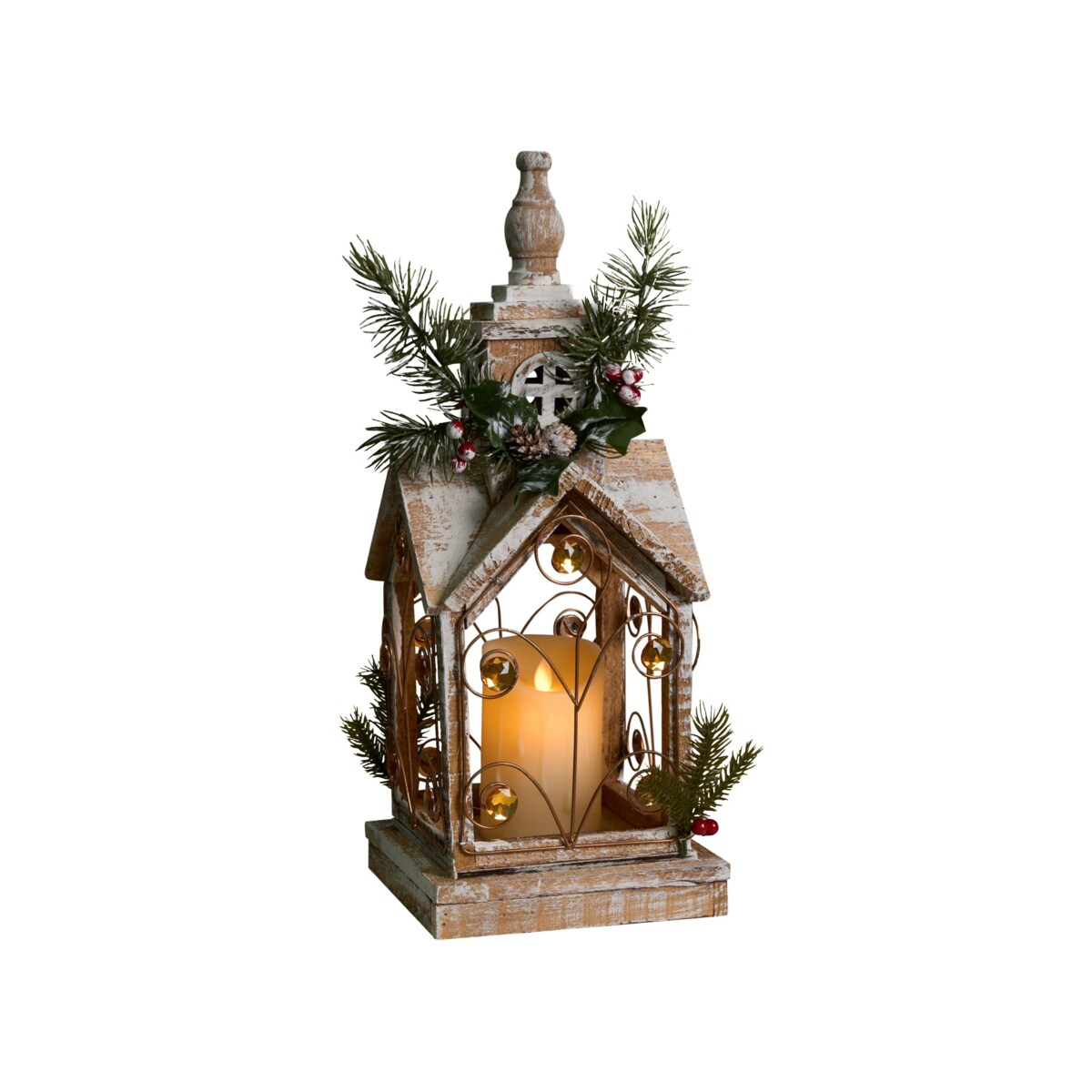 Lampion LED LED SYVANSI Wzór świąteczny 46 cm Jasnobrązowy