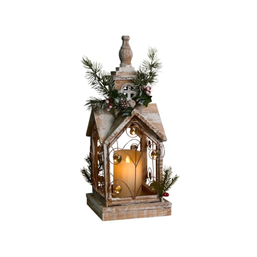 Lampion LED LED SYVANSI Wzór świąteczny 46 cm Jasnobrązowy