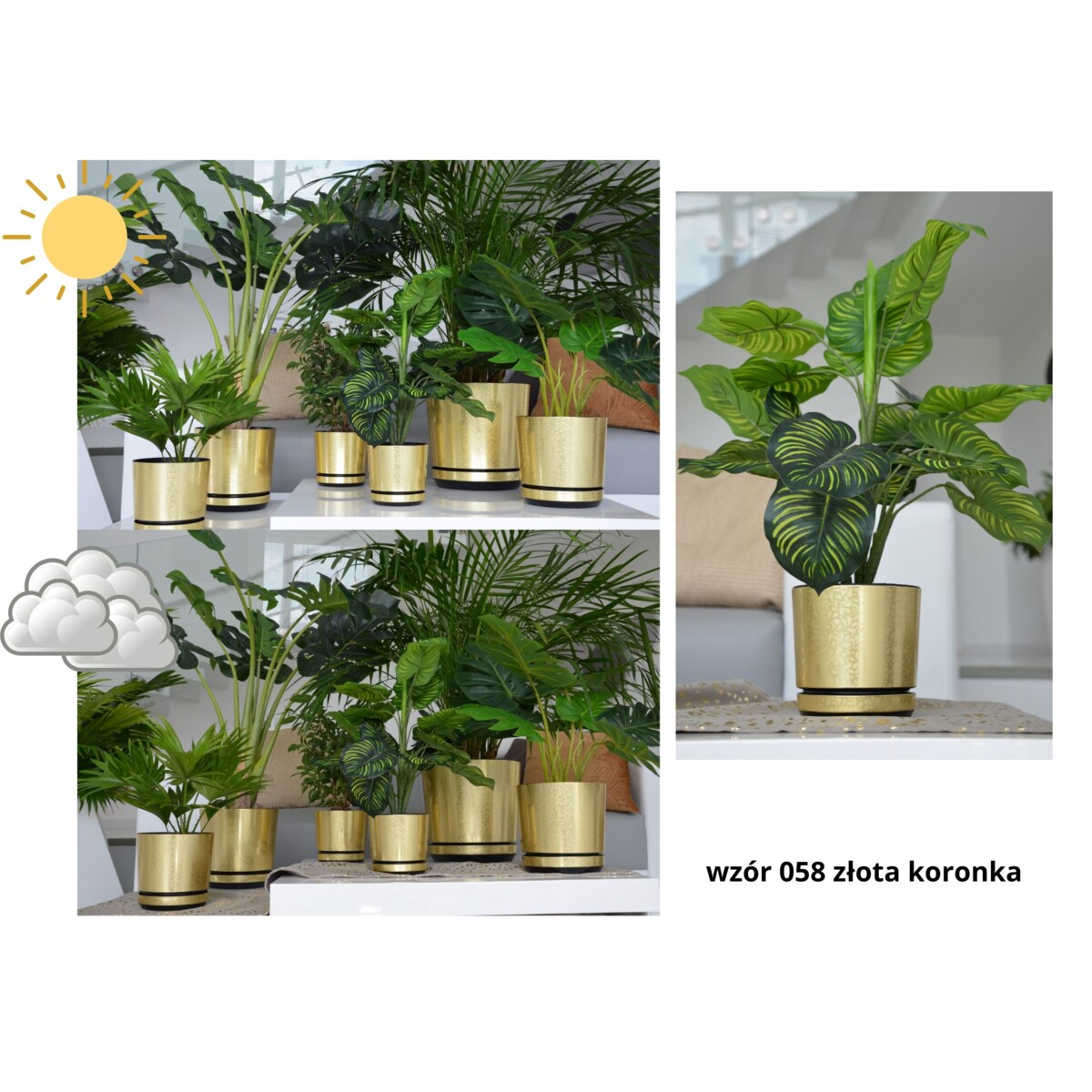 32 cm piękny wzór ZŁOTA KORONKA kobieca motyw artystyczny elegancki glamour ekskluzywna wyrafinowana duża donica