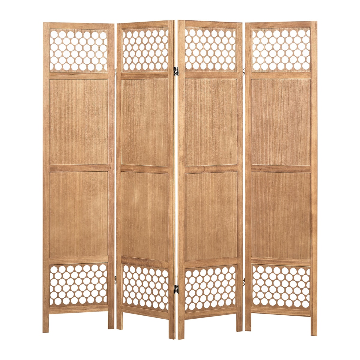 4-panelowy składany parawan pokojowy drewniany 170 x 163 cm jasne drewno CERTOSA