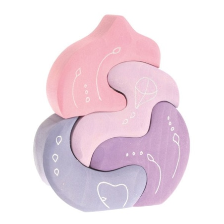 Kształt Domek - drewniane klocki Grimm's koralowe 1+