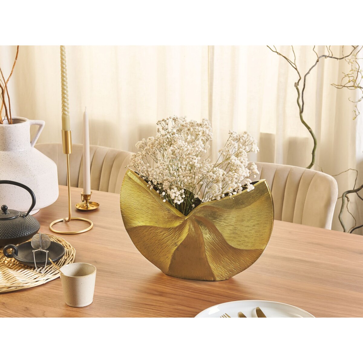 Wazon na kwiaty metalowy złoty HATTUSA