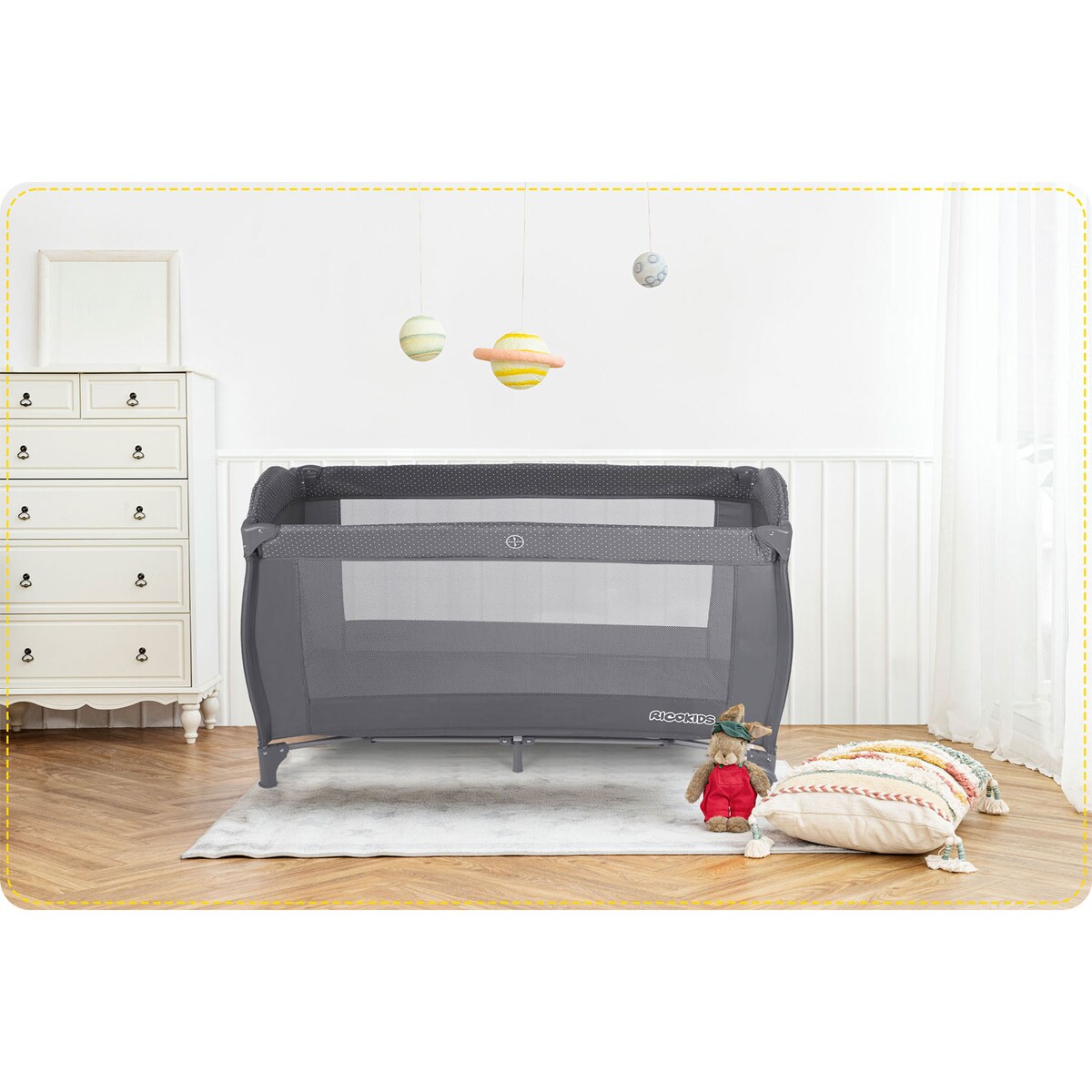 Łóżeczko turystyczne dla dziecka składane podróżne kojec Ricokids + materac + torba