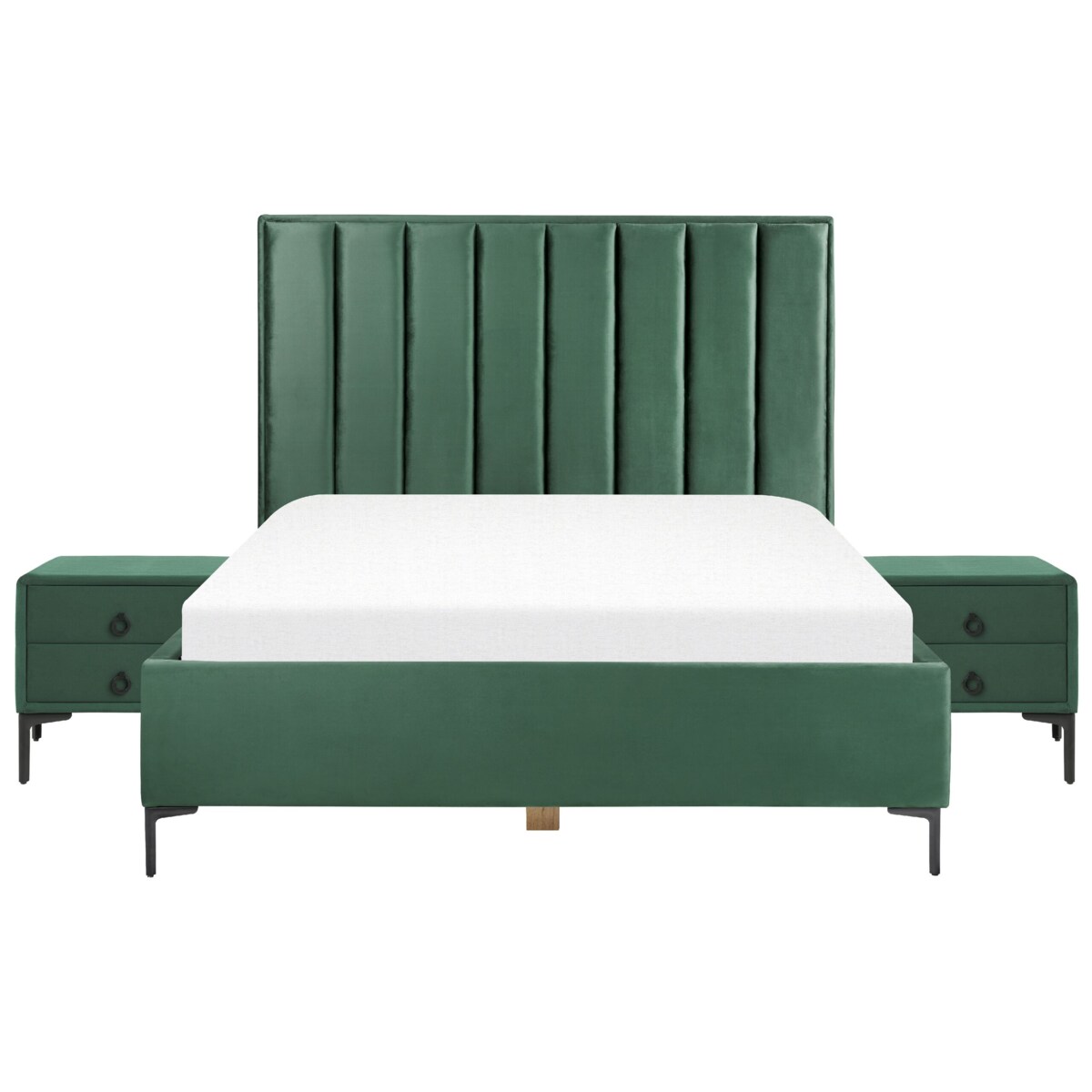 Zestaw do sypialni Welur SEZANNE 160 x 200 cm Ciemnozielony