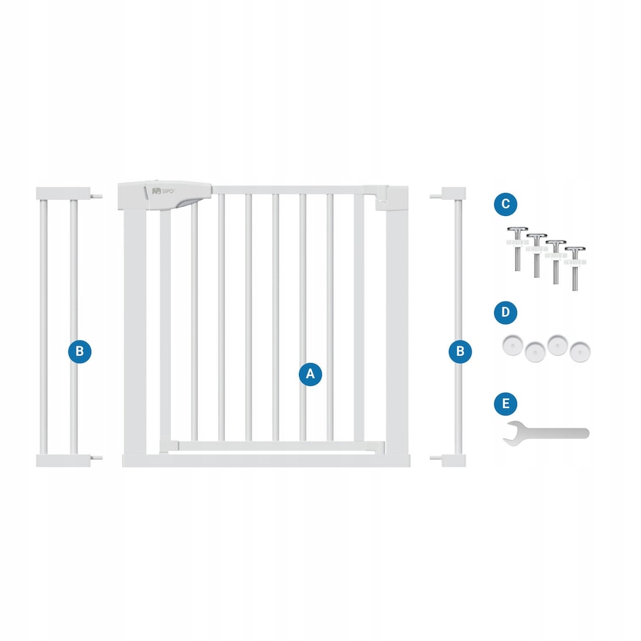 bramka na schody zabezpieczająca, barierka ochronna, sipo, 75-103 cm, biała