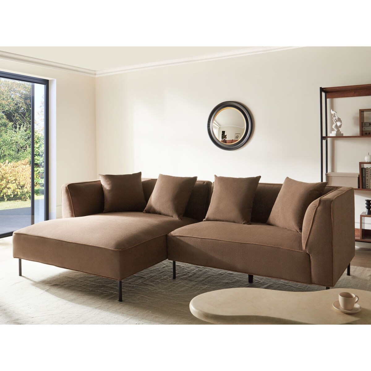 Narożnik dla 3 osób SATER Brązowy Prawostronny