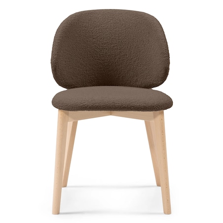 Krzesło SELMA -VII brązowe/buk/boucle 79x48x48 cm