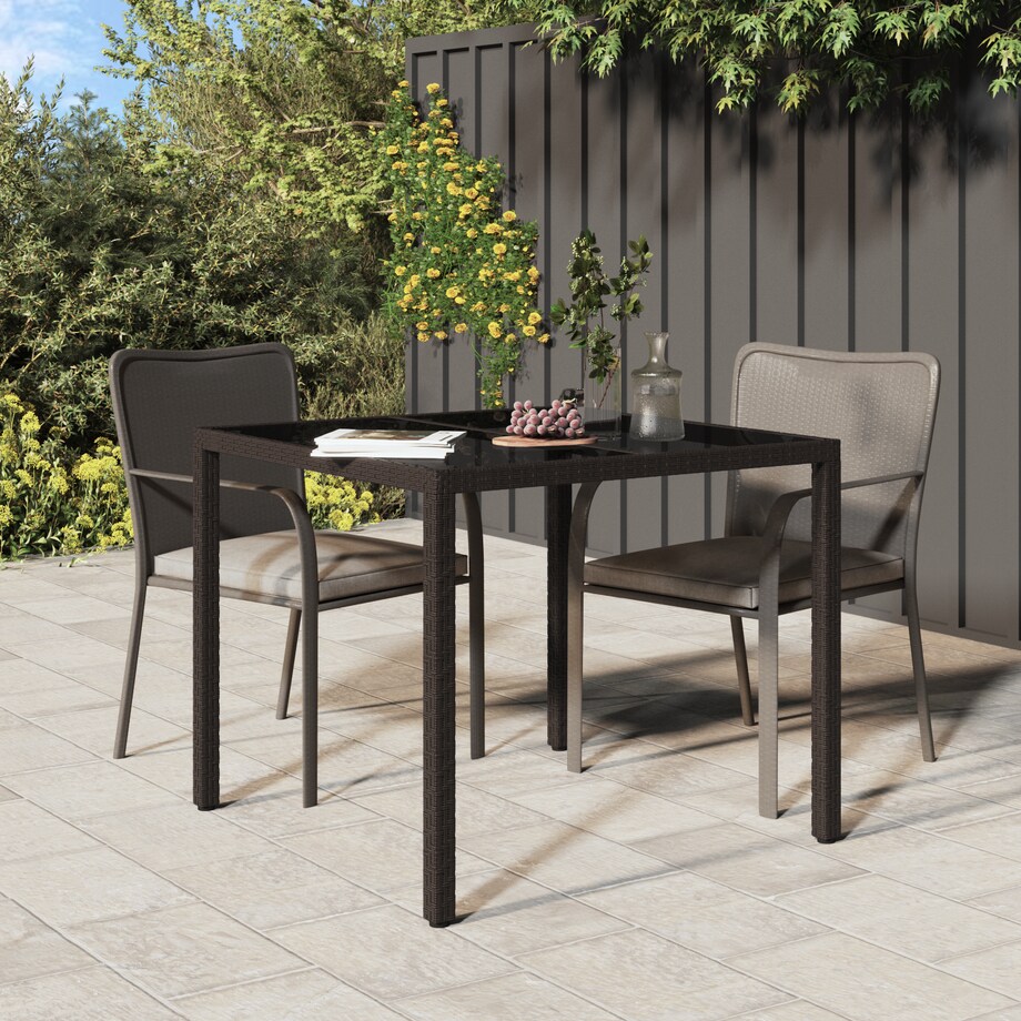 vidaXL Stół do jadalni w ogrodzie Brązowy 90x90x75 cm Polirattan
