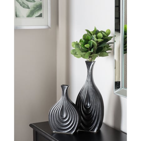 Wazon dekoracyjny THAPSUS Ceramika 39 cm Czarny