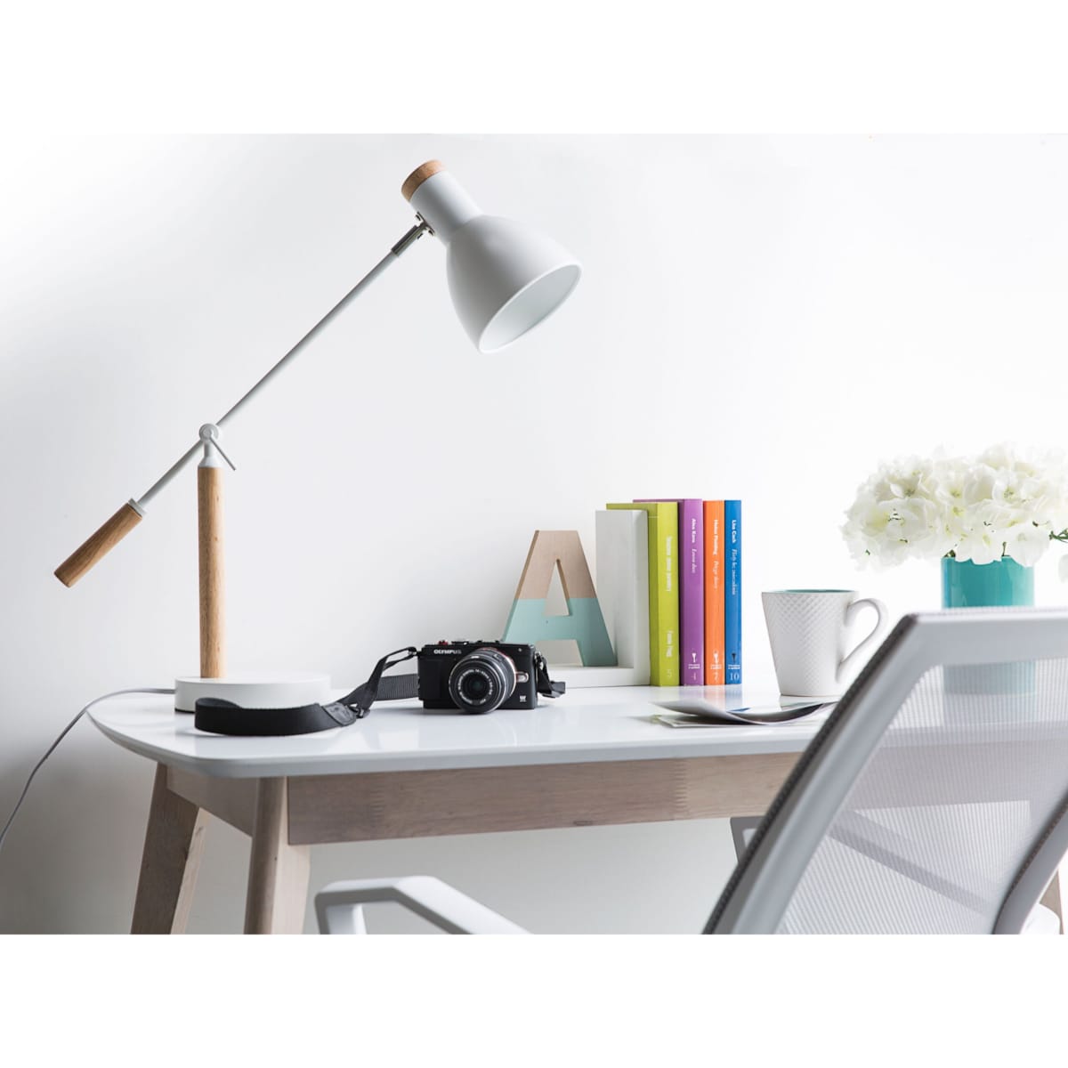 Lampa biurkowa PECKOS Regulowana Metal Biały