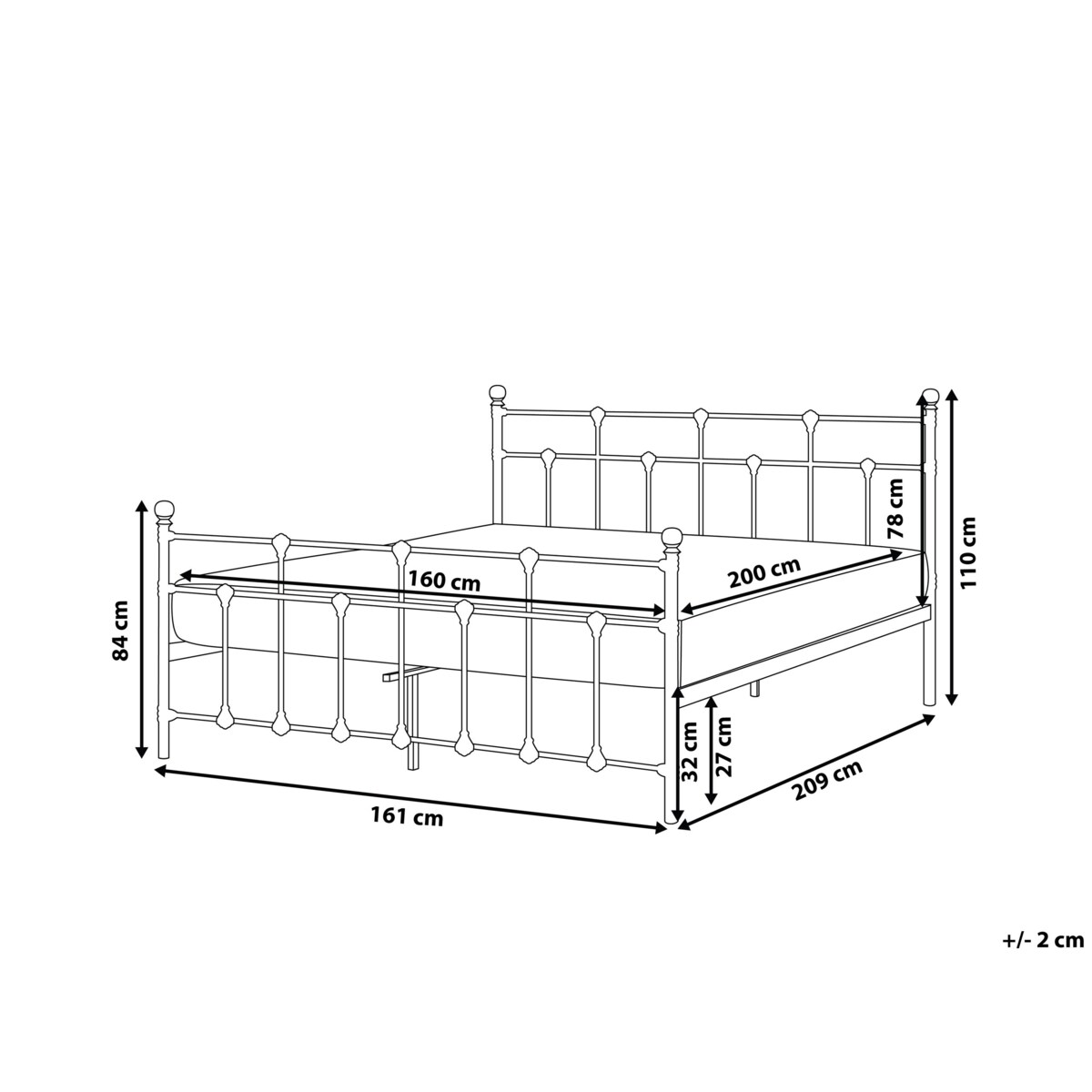 Łóżko metalowe 160 x 200 cm czarne LYNX