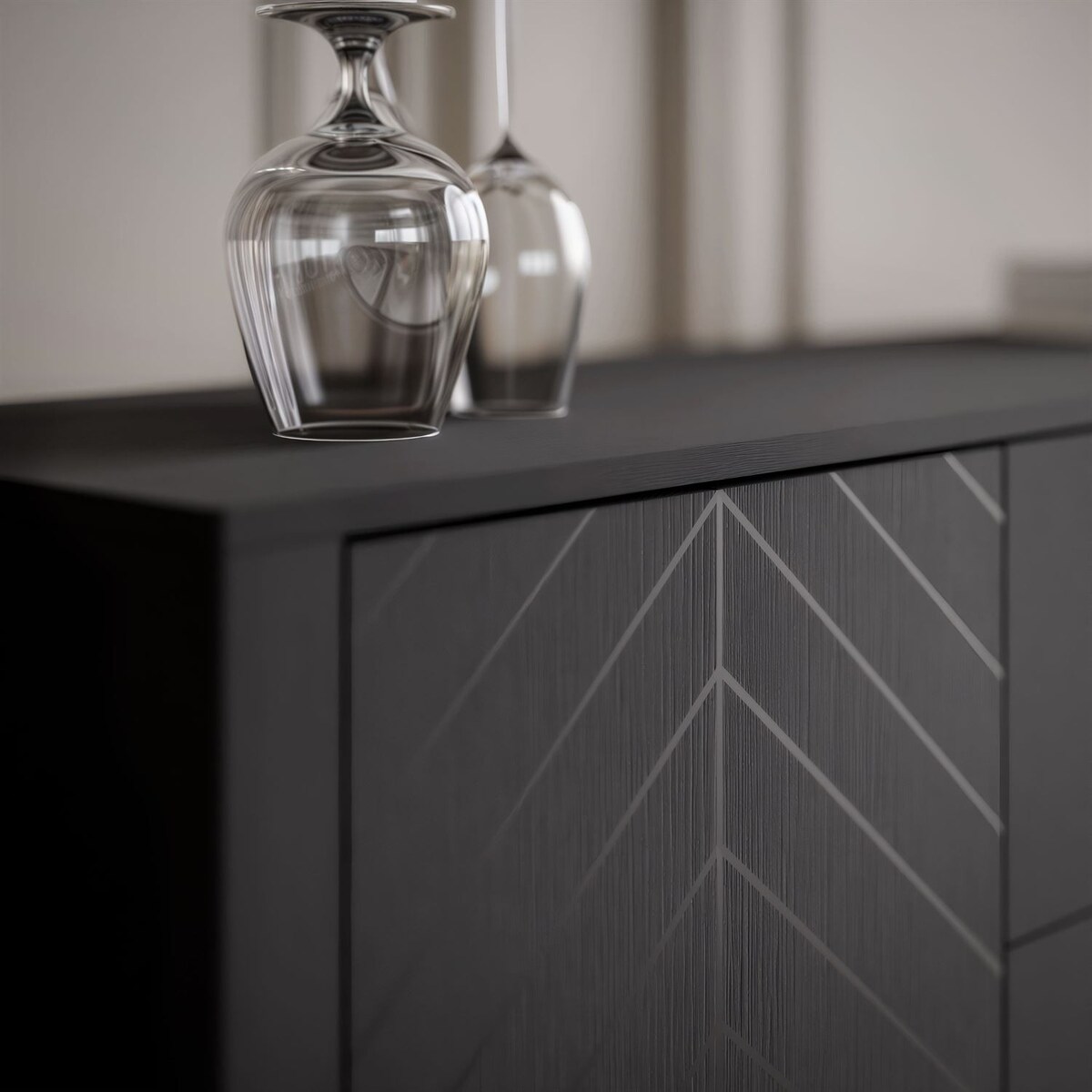 Dwudrzwiowa komoda z szufladami LUMI, czarna