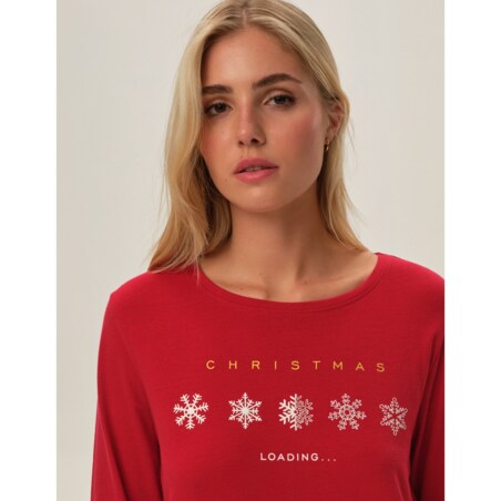 Piżama Feli 41898-33X Czerwone Czerwony, XL