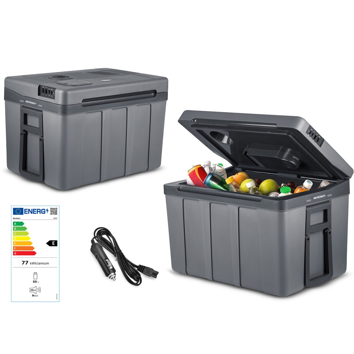 Lodówka turystyczna samochodowa Berdsen Icemax 50A 12V/230V USB 50L szara