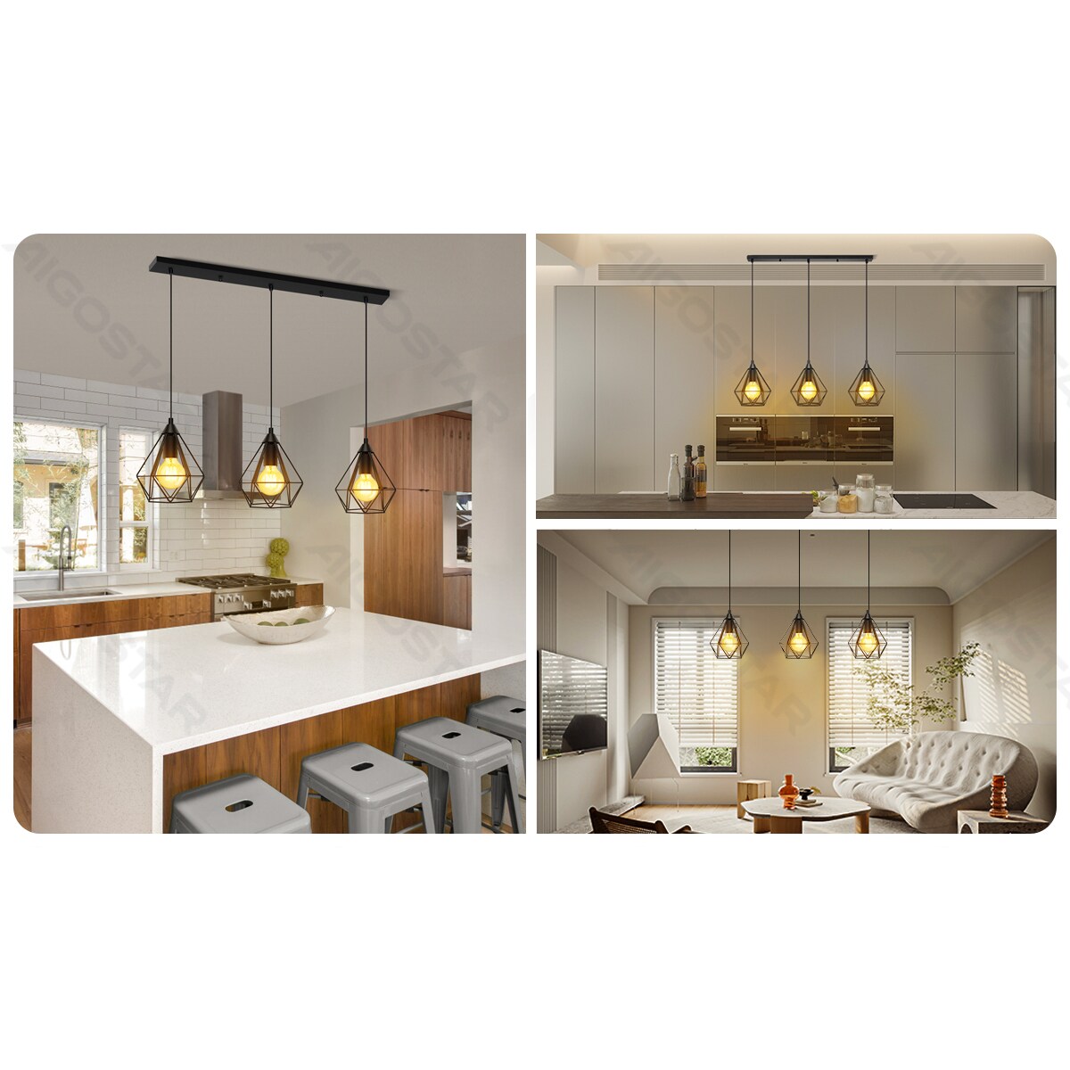 żelazna lampa wisząca loft potrójna e27*3