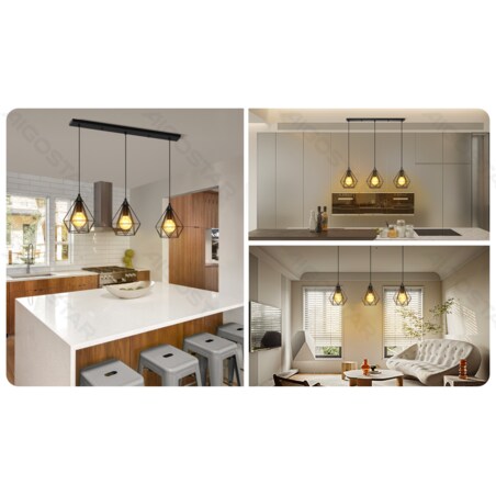 żelazna lampa wisząca loft potrójna e27*3