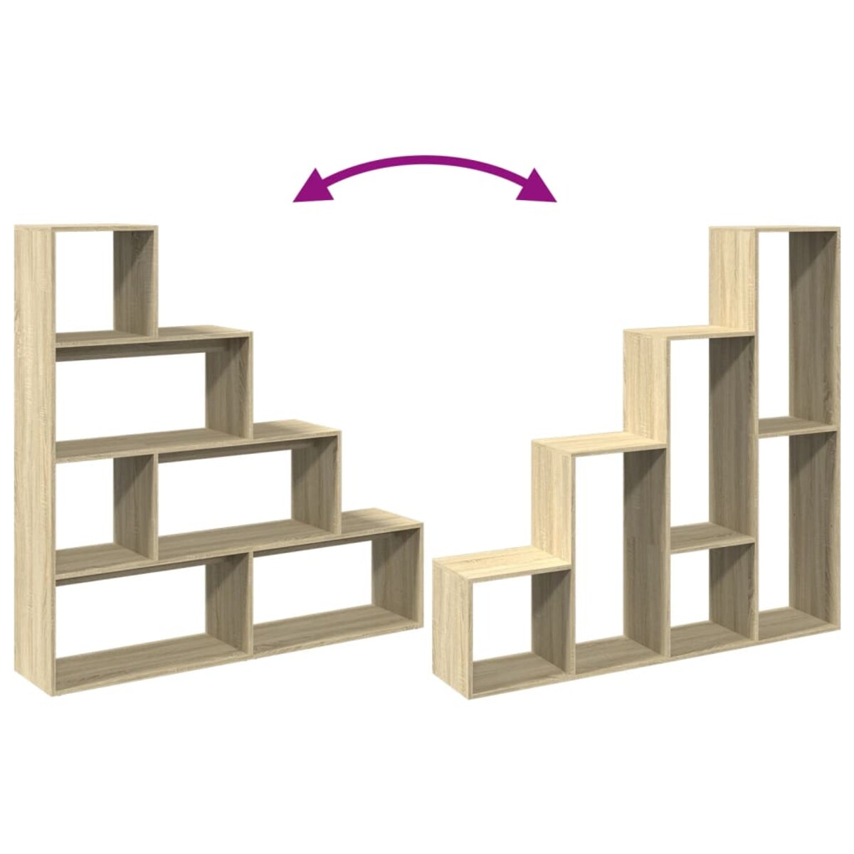 vidaXL Regał przegroda, 4 poziomy, dąb sonoma, 143,5x29x143,5 cm