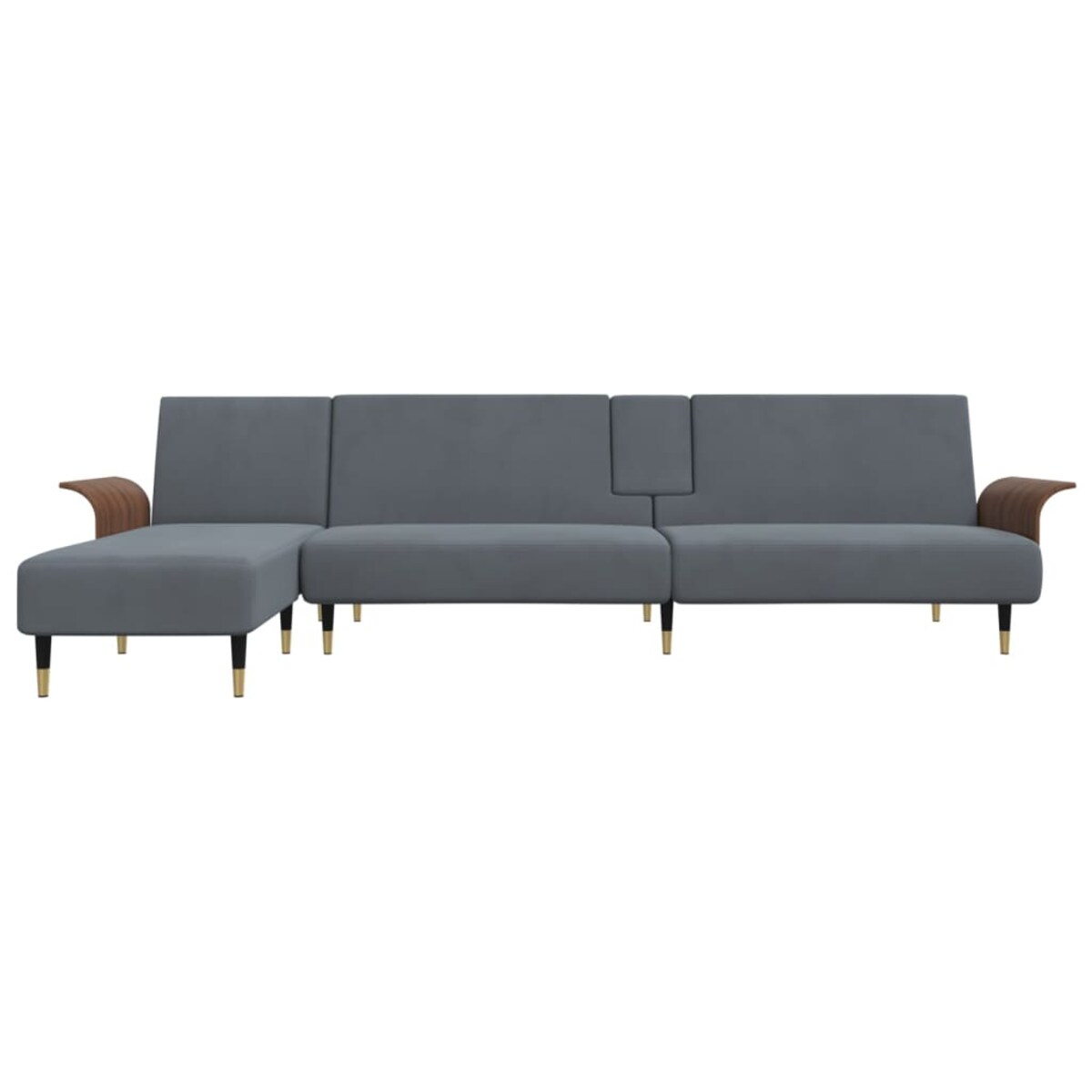 vidaXL Sofa rozkładana L, ciemnoszara, 279x140x70 cm, aksamit