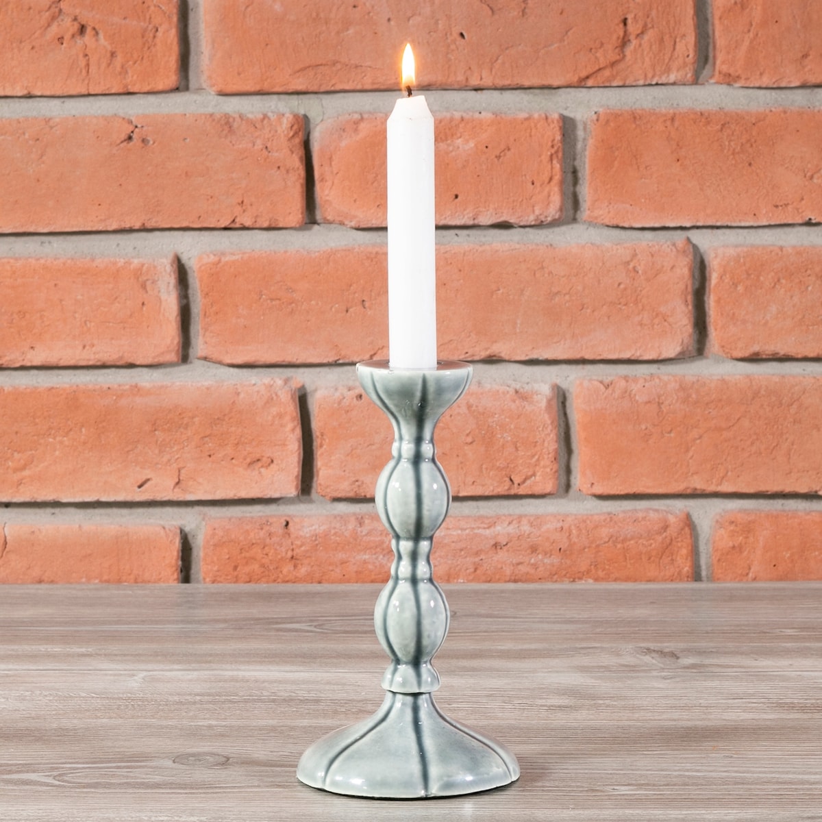 ŚWIECZNIK ALUMINIOWY styl retro szary 19cm