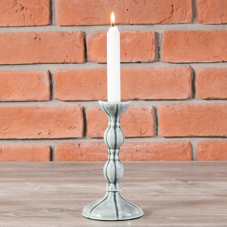ŚWIECZNIK ALUMINIOWY styl retro szary 19cm