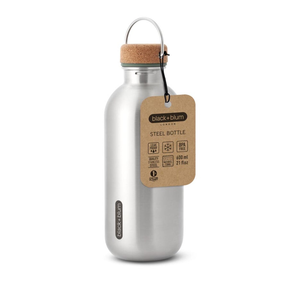 Butelka stalowa oliwkowa, 600 ml, Black+Blum