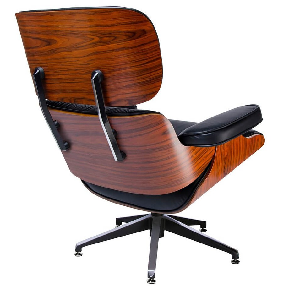 Regulowany fotel Lounge do salonu czarny z podnóżkiem, King Home