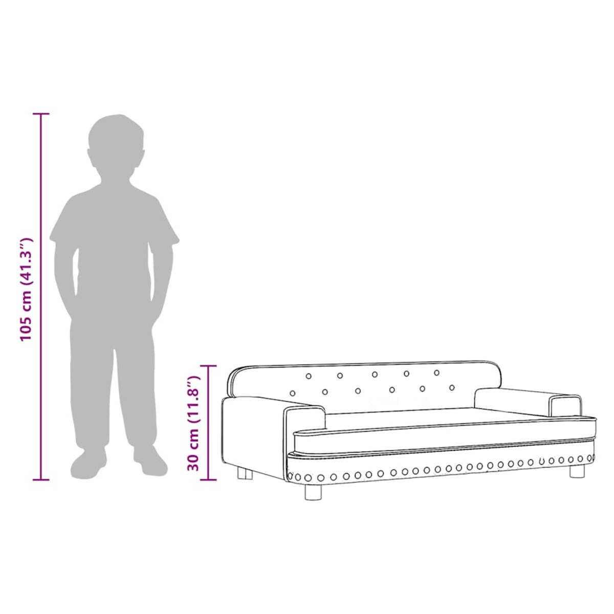 vidaXL Sofa dla dzieci, różowa, 90x53x30 cm, aksamit