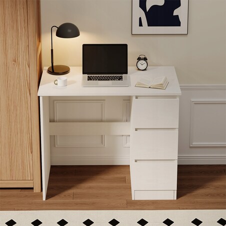 Biurko komputerowe stolik białe młodzieżowe nowoczesne z szufladami loft