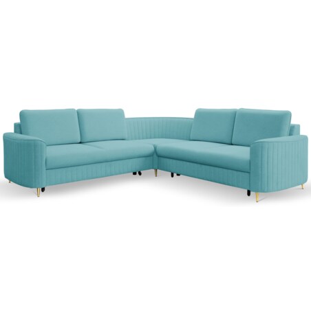 Narożnik z funkcją spania i pojemnikiem na pościel LOREN, turkusowy