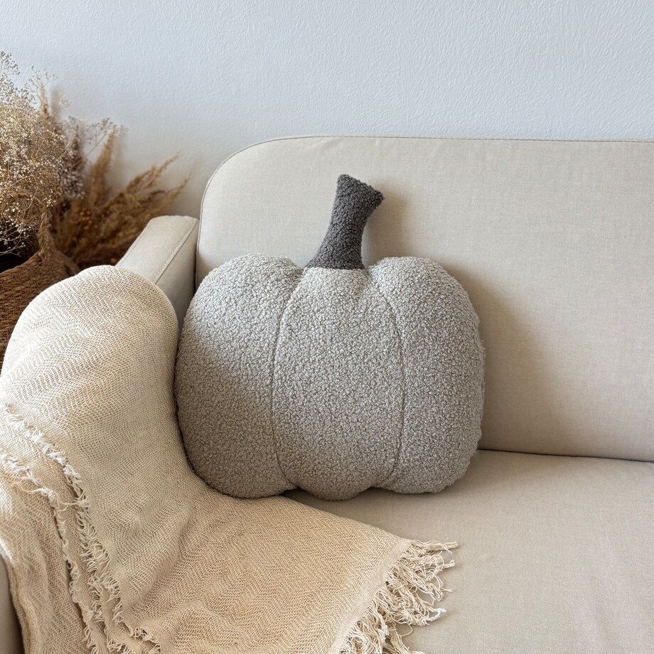 Poduszka jesienna Dynia boucle szara