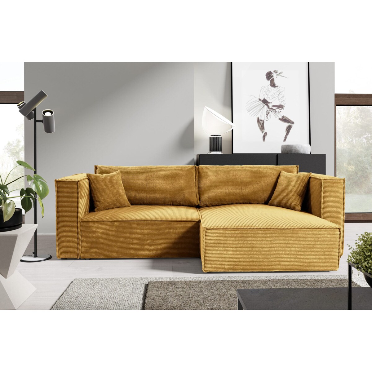 Narożnik KEYMON z funkcją spania sztruks Kolor: POSO 01