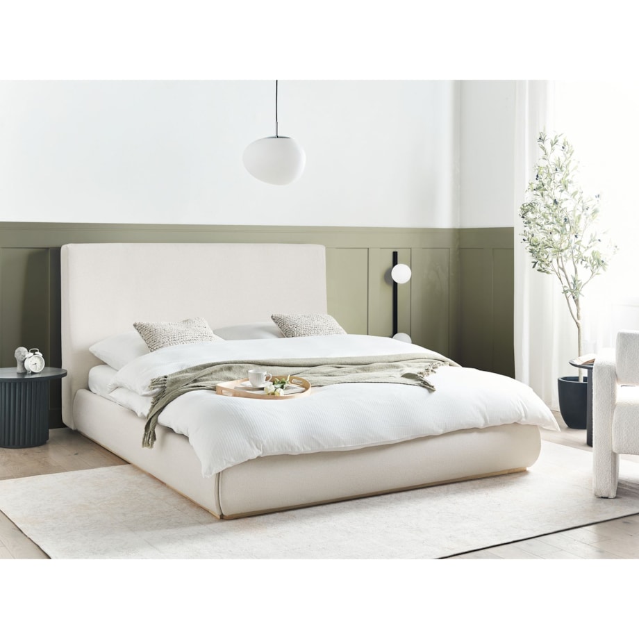 Łóżko z pojemnikiem CAMPAGNE 160 x 200 cm Jasnobeżowy