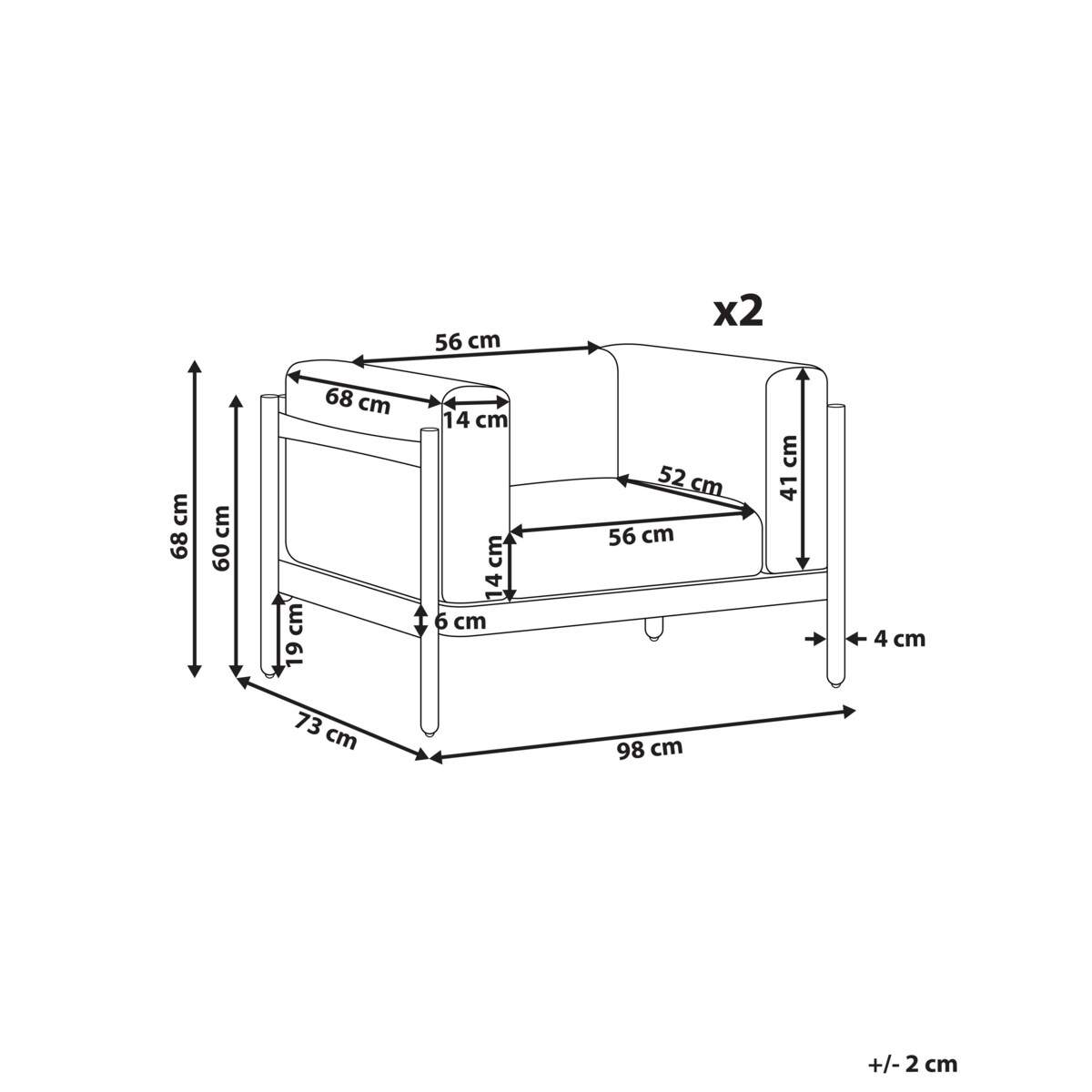 Zestaw 2 krzeseł Jasnobeżowy FERRETTI