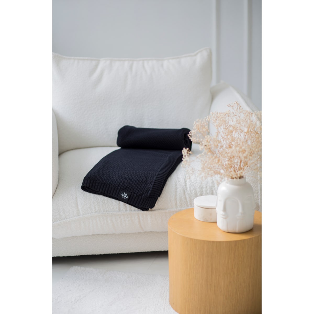 Pled pleciony czarny, 130 x 160 cm, La Manta