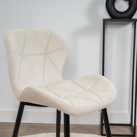 Krzesło tapicerowane skandynawskie nowoczesne welurowe beżowe